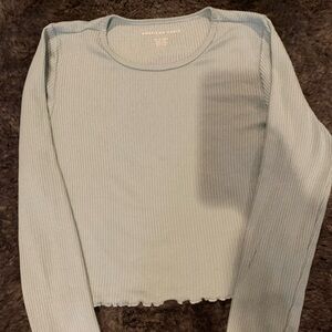 American Eagle Outfitters Ribbed Long Sleeve Top - Soft Green